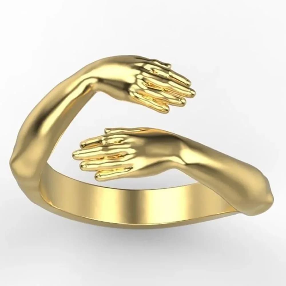 Hands Hug Open Adjustable Ring