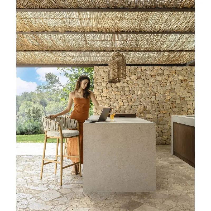 Garden  modern luxury solid teak  with weaving rope  dining set patio  Sectional teak  bar chair and table set