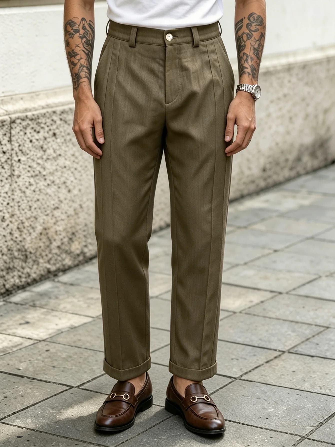 Khaki Men's Straight Fit Chinos