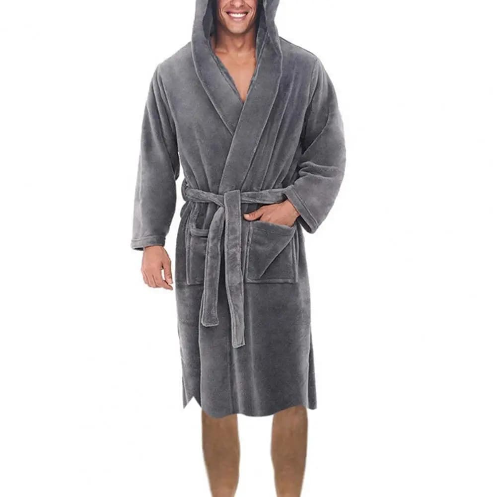 Men's Hooded Fleece Bathrobe