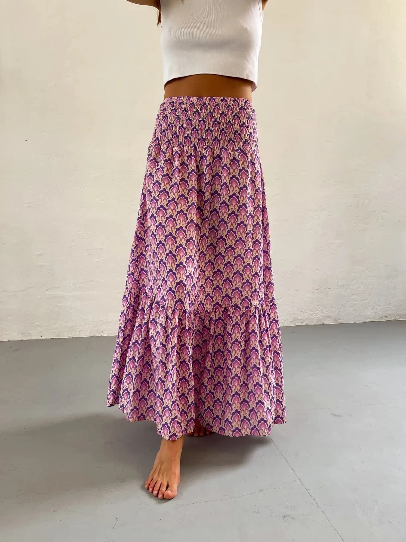 Women's Boho Floral Maxi Skirt