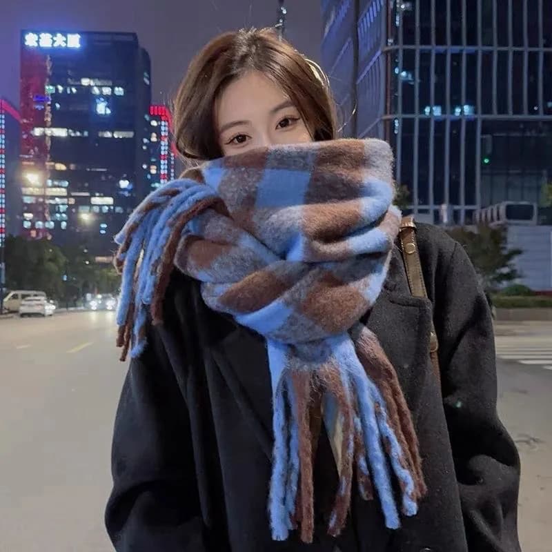 Winter Wool Plaid Scarf