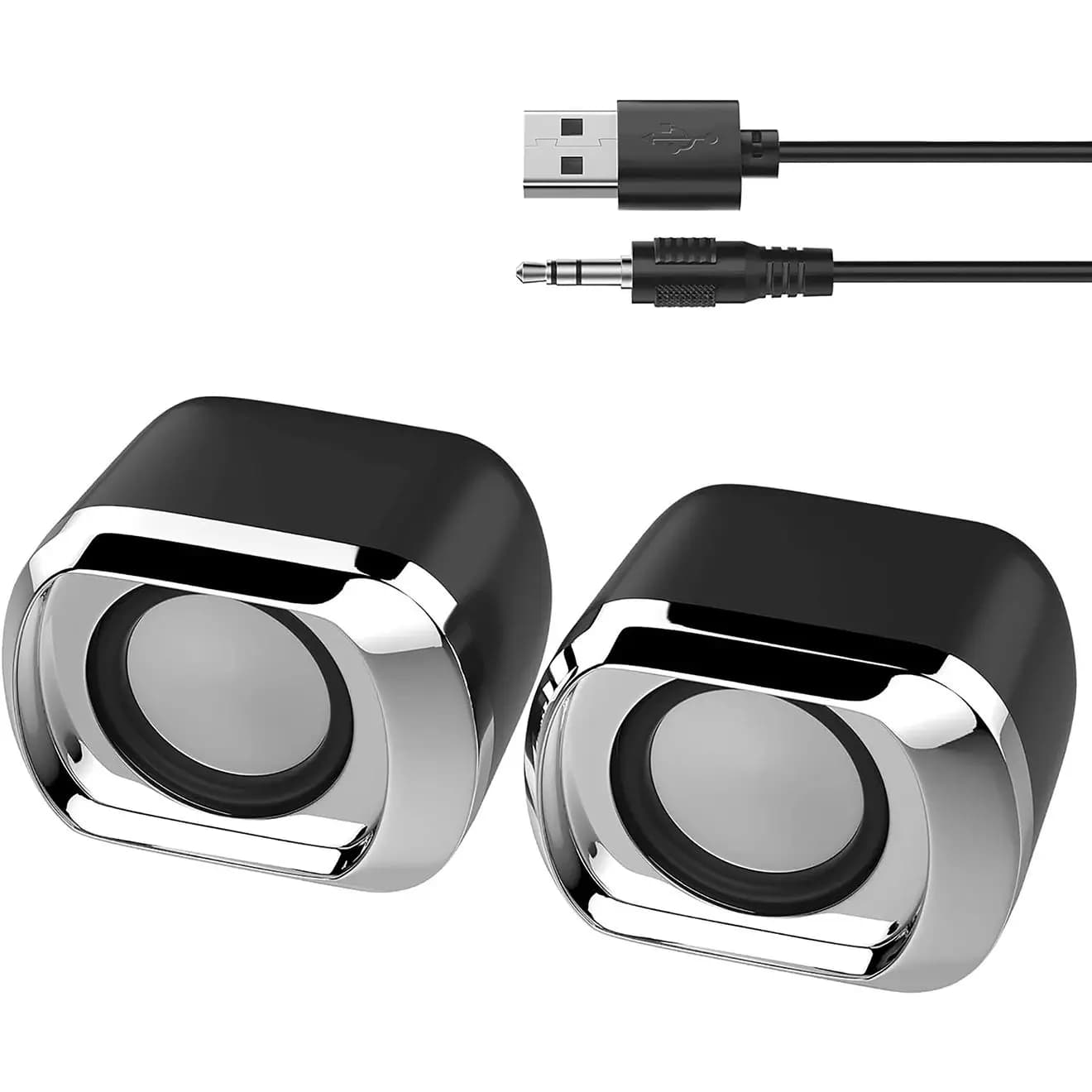Compact Dual-Drive Desktop Speaker with Volume Control