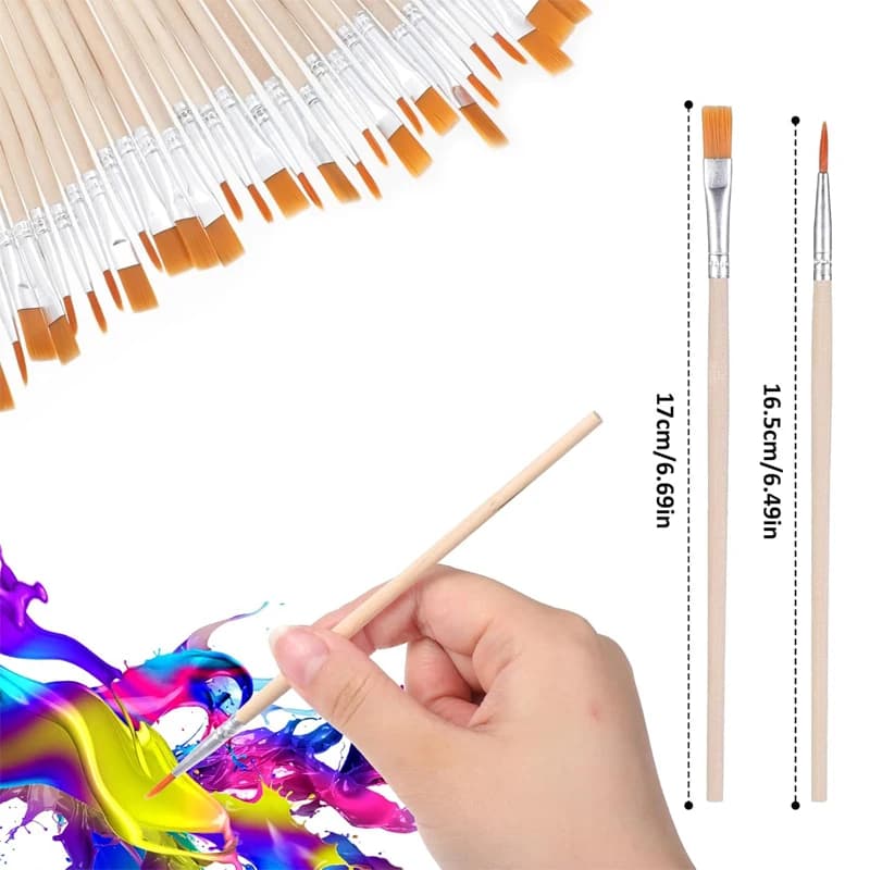 Paint Brush Bulk Set 40 Pcs Flat and Tip