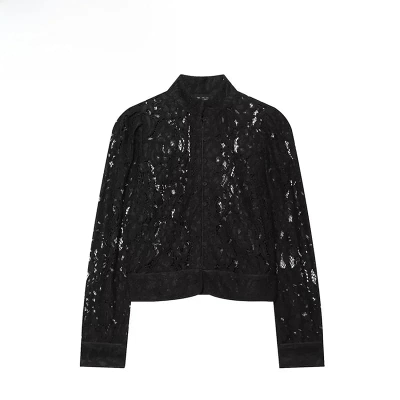 Women's Lace Blazer with Ruffle Detailing