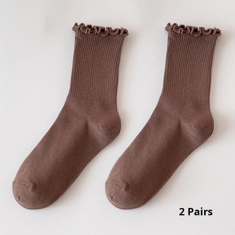 Women's Cotton Ruffle Mid-Calf Socks