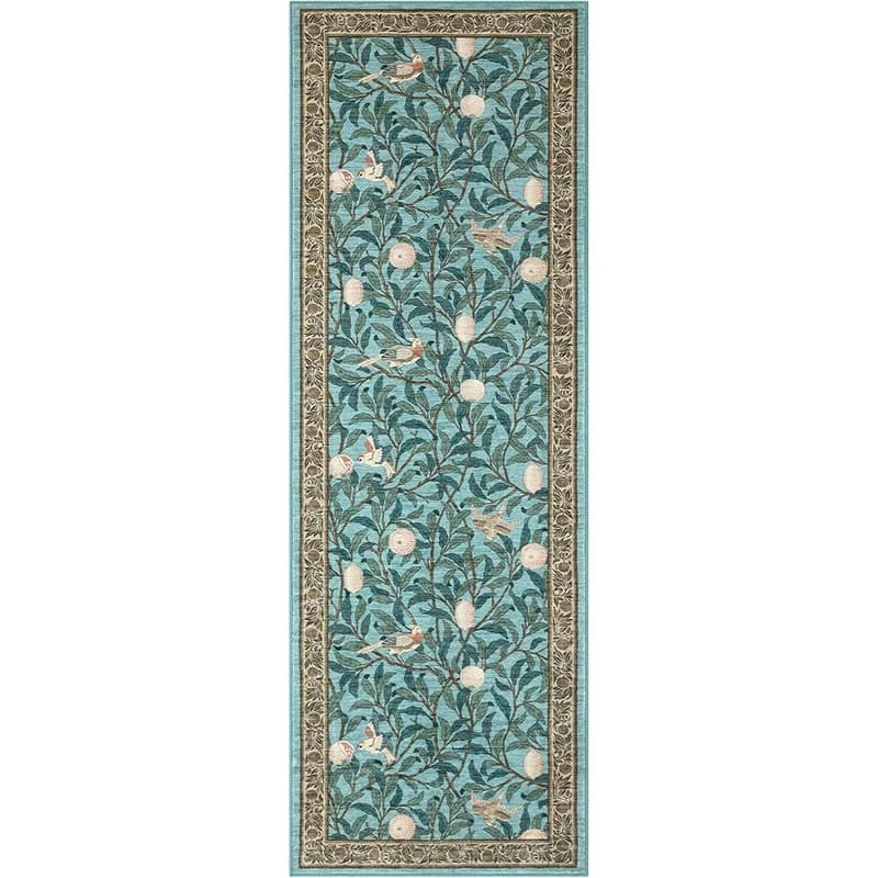Hallway Carpet Runner Black Floral Non-Slip