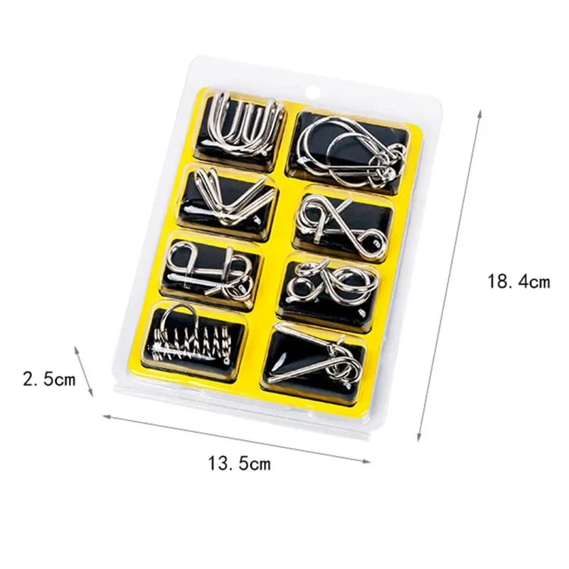 Metal Wire Puzzle Set - 8 Brain Teasers