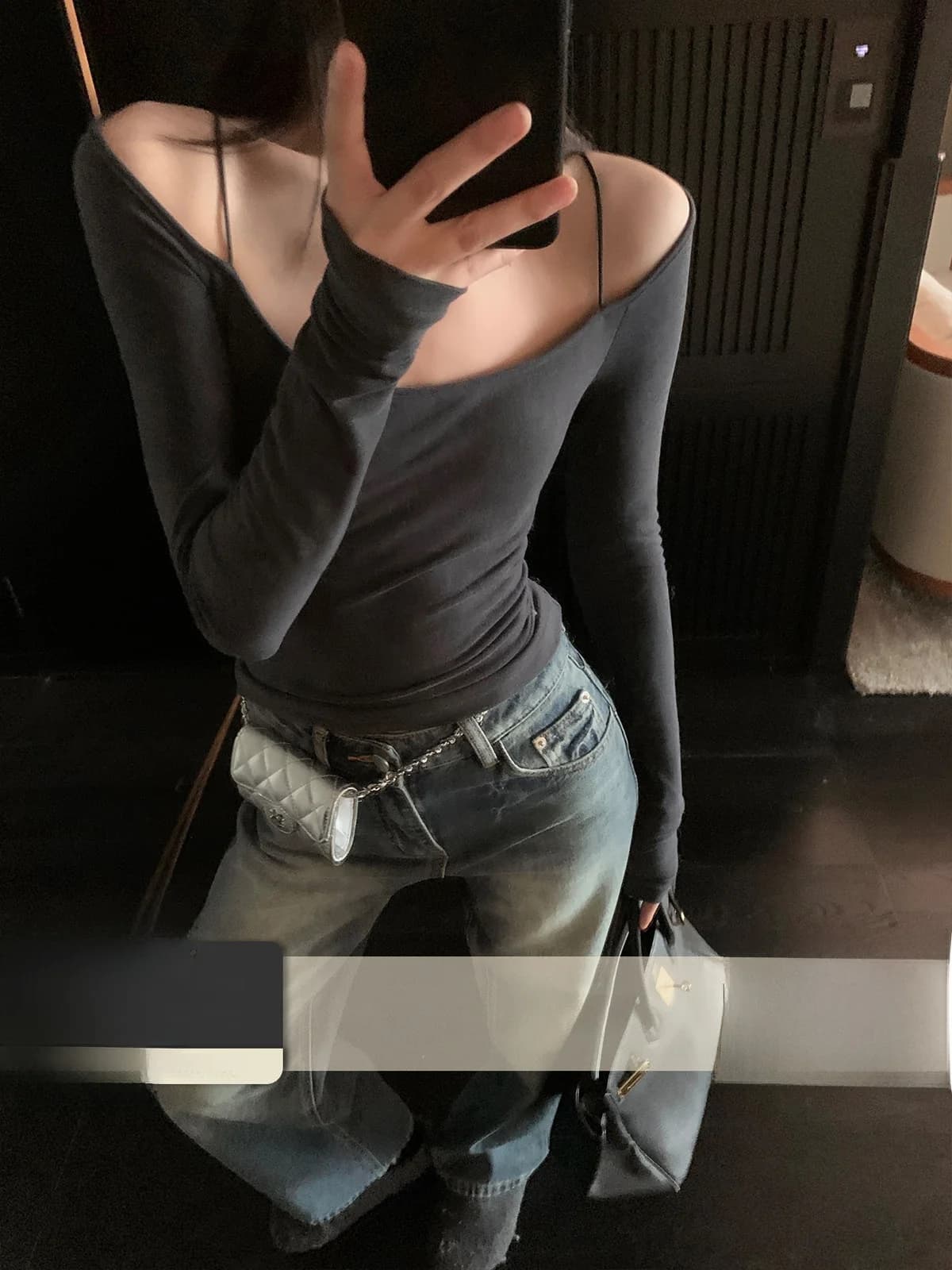 Women's Slim Fit One-Shoulder Long Sleeve Top