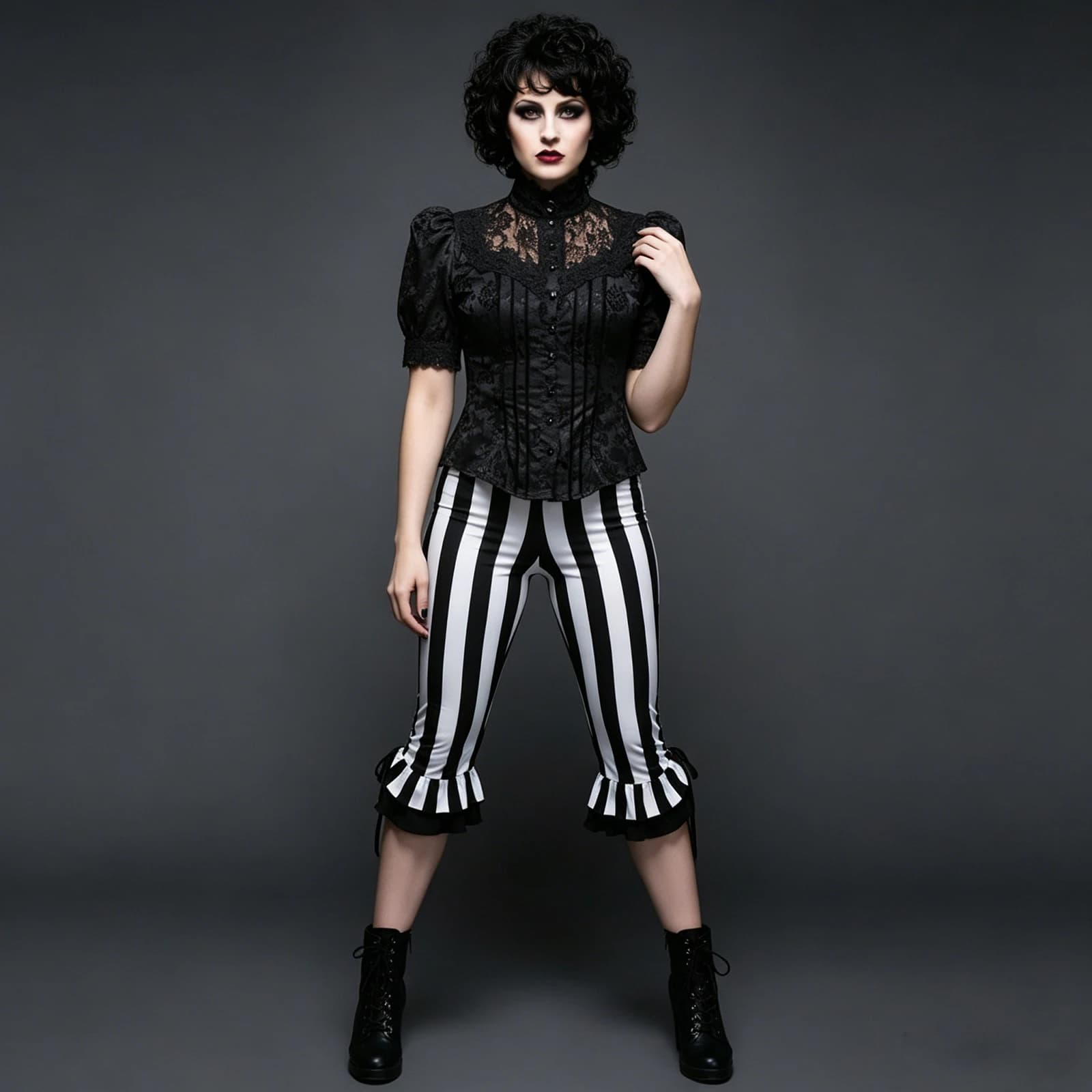 Women's Striped Bell Bottom Capri Pants