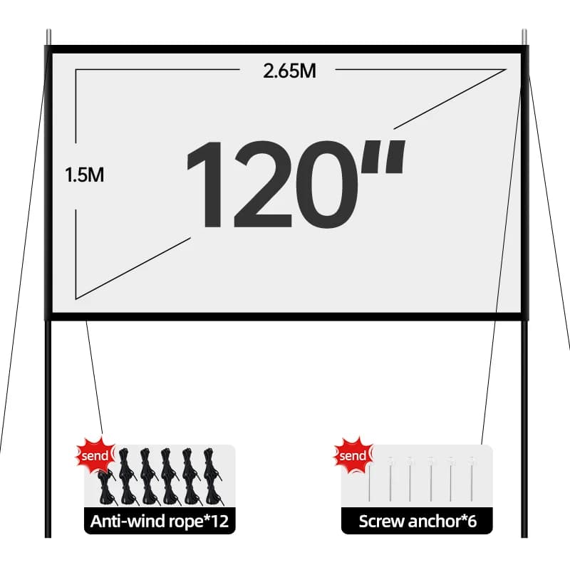 Portable Outdoor Movie Projector Screen with Stand