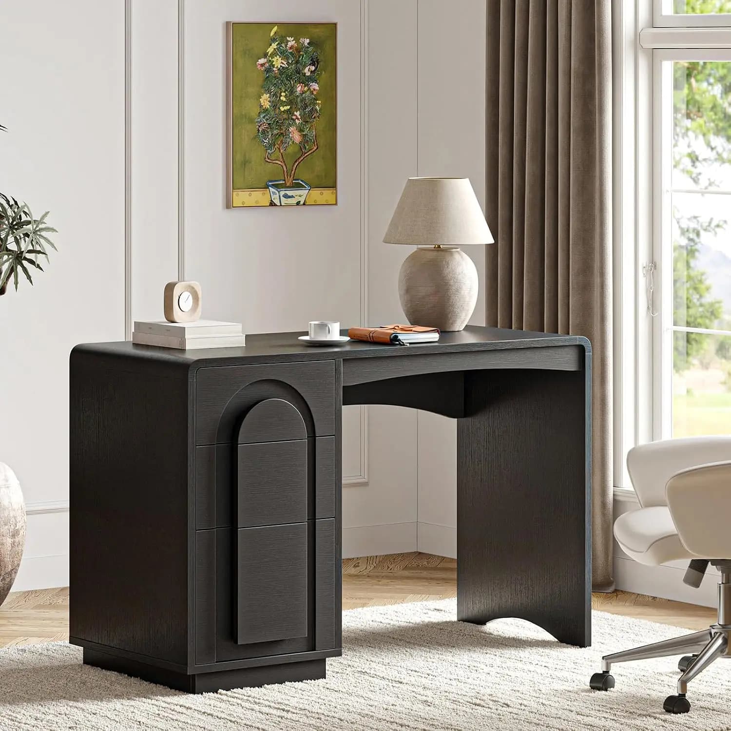 Home Office Desk 47" With 3 Drawers Executive Style Oak, Customized
