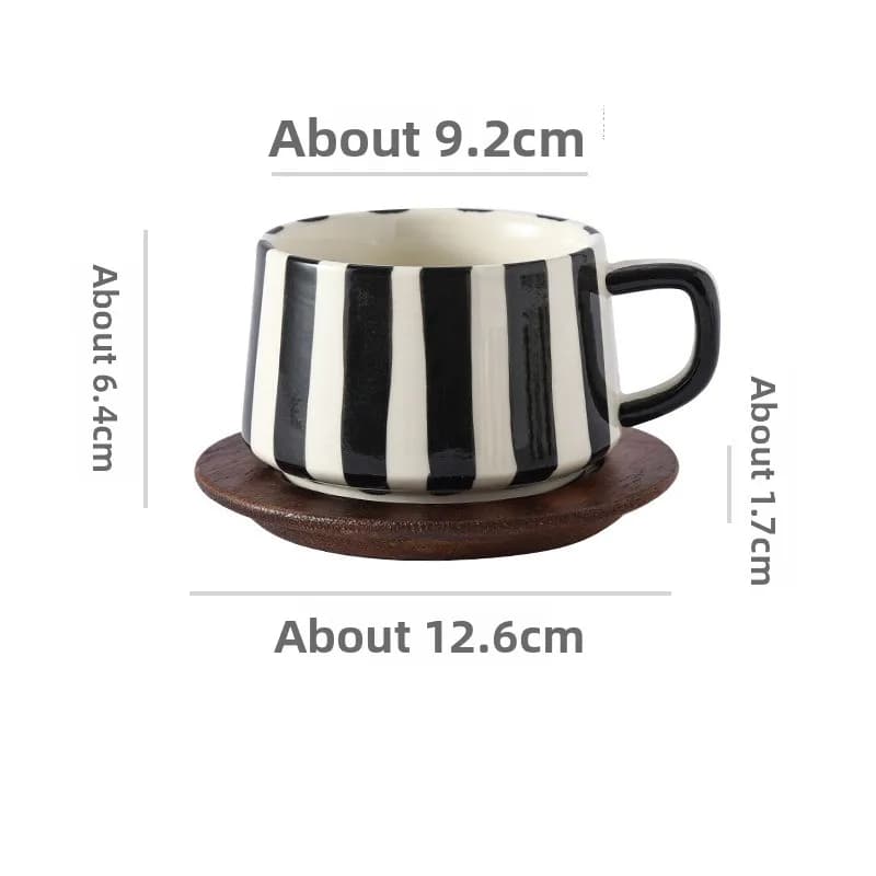 Hand-Painted Striped Ceramic Mug Set