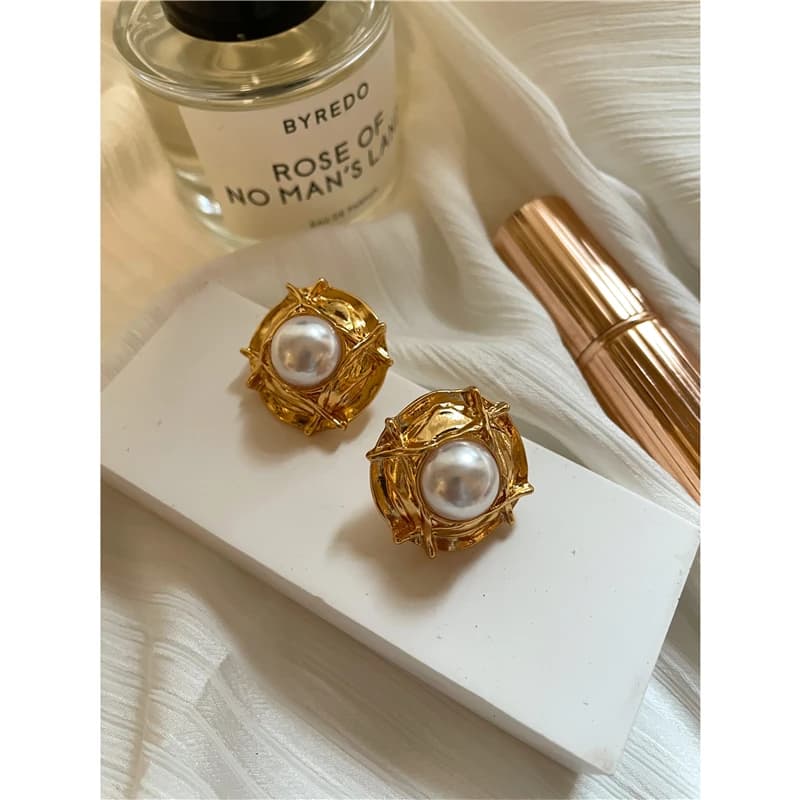 Blue and Gold Vintage Stud Earrings