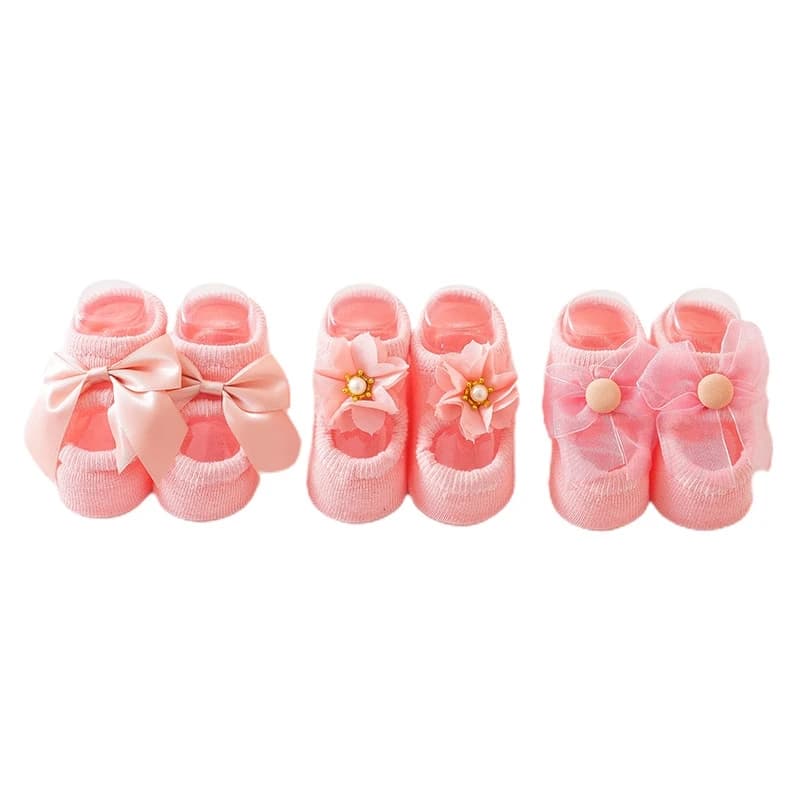 Baby Cotton Anti-Slip Socks with Bow Details