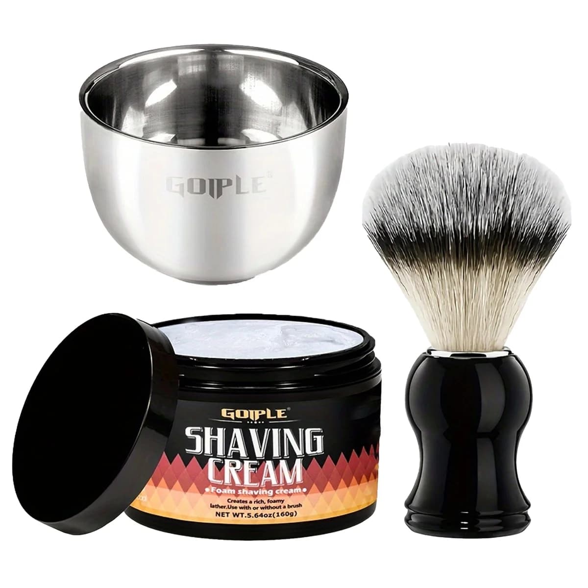 Men's Shaving Care Cream Kit with Stainless Steel Bowl