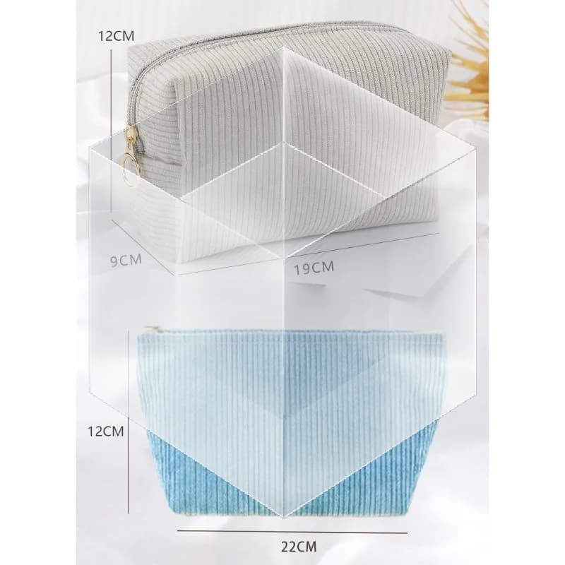 Toiletry Bag for Travel Corduroy Cosmetic Organizer with Sanitary Pad Pouch Cute Design for Women