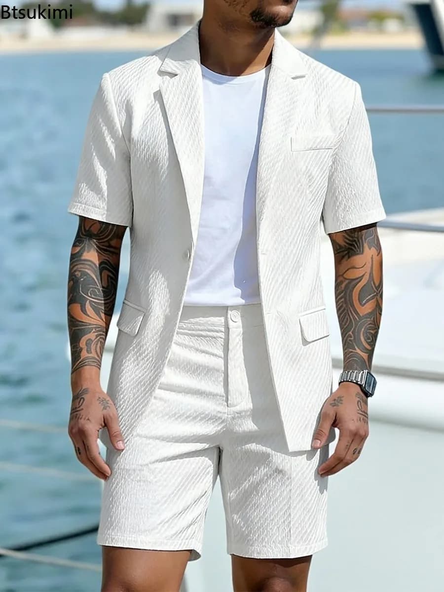 Men's Slim Light Business Short Sleeve Suit