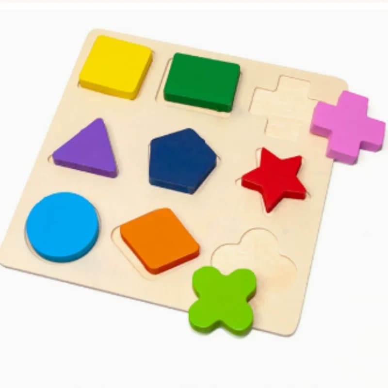 Wooden Geometric Blocks Shape Sorting Puzzle