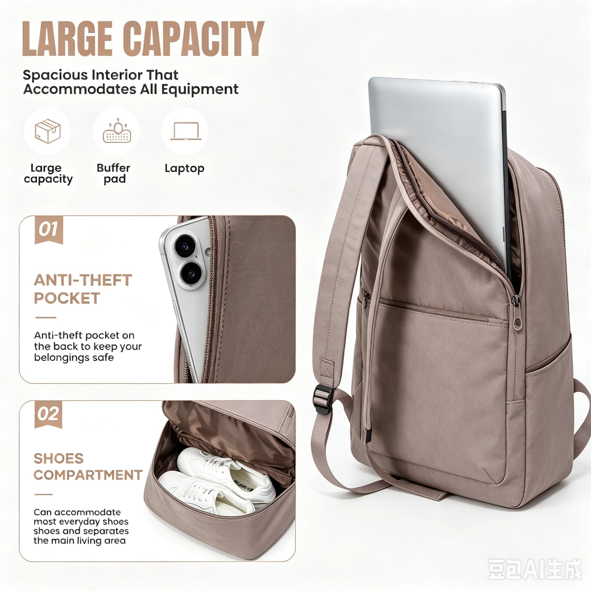 Sports Backpack With Shoe Compartment