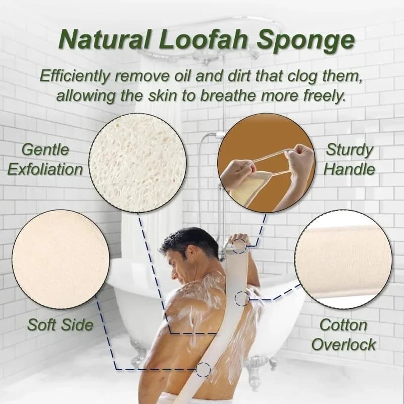 Natural Loofah Back Scrubber with Handles
