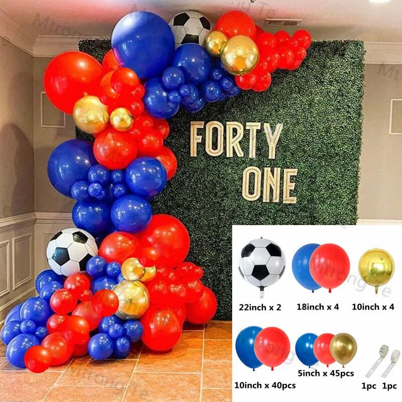 Wedding Birthday Party Decor 4D Gold 4D Soccer Red Blue Latex Balloon Garland Arch Holiday Event Baby Shower Backgound Decor