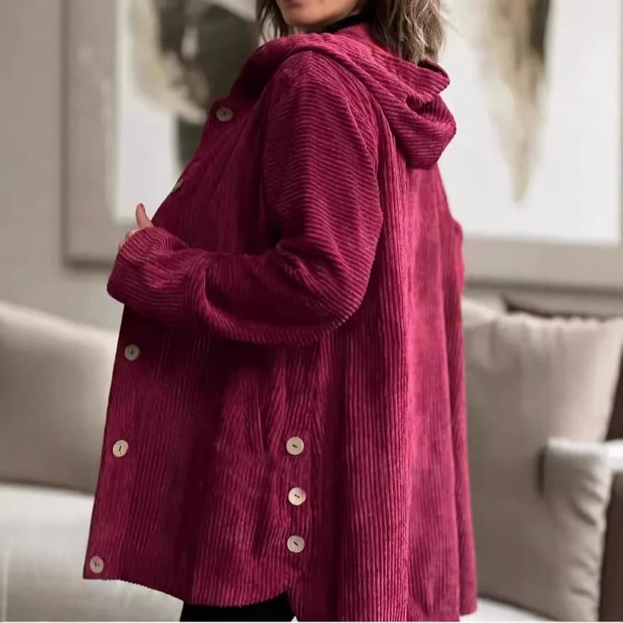 Women's Hooded Corduroy Casual Jacket