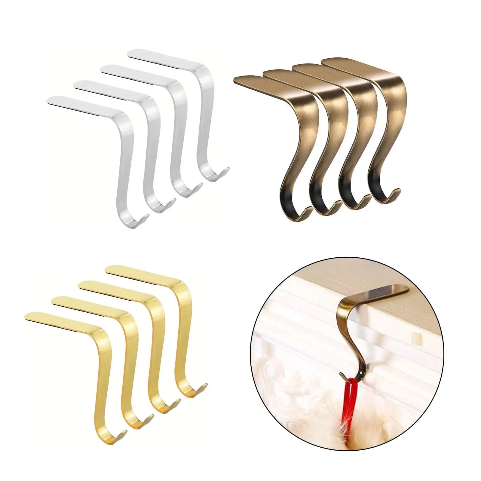 Adjustable Fireplace Stocking Holder Hooks