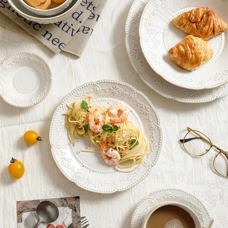 Baroque Vintage Ceramic Dinner Plates Set