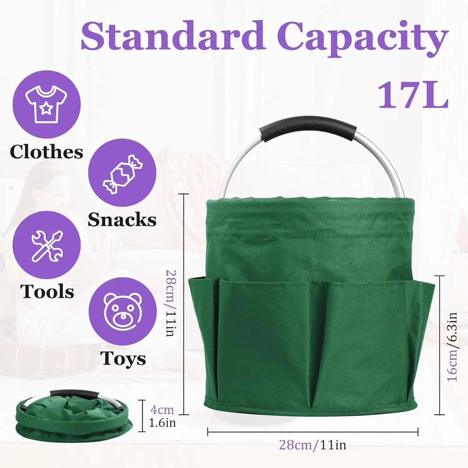17L Foldable Cleaning Caddy with Handle