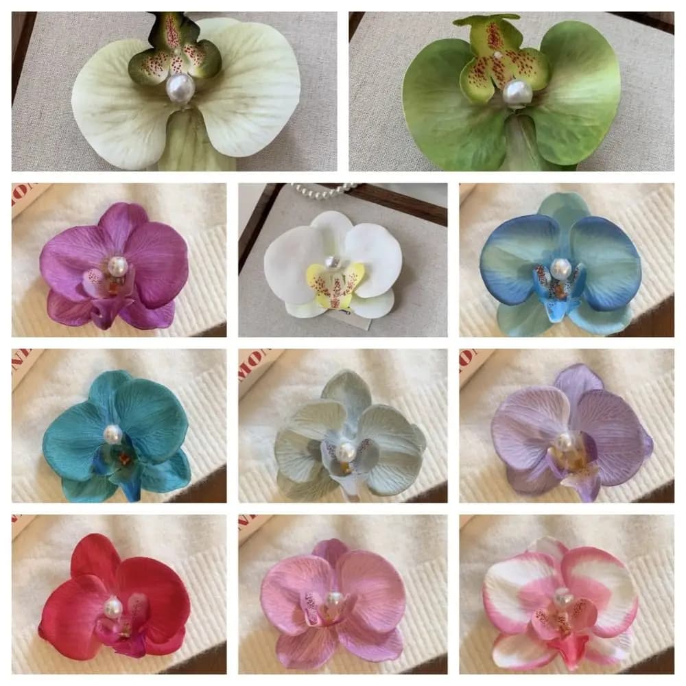 Hair Accessories Flower Hair Clip Pink Orchid Headdress Orchid Hairpin Hair Ornament Side Barrettes Bohemia Barrettes Bridal