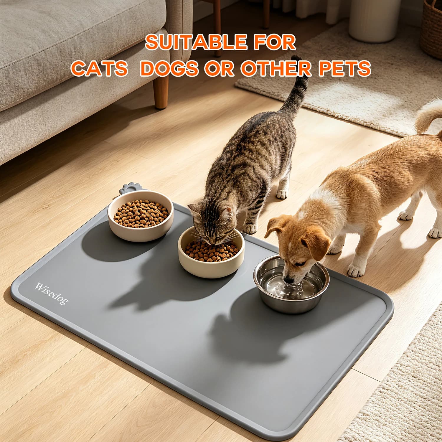 Waterproof Pet Feeding Mat with High Lips