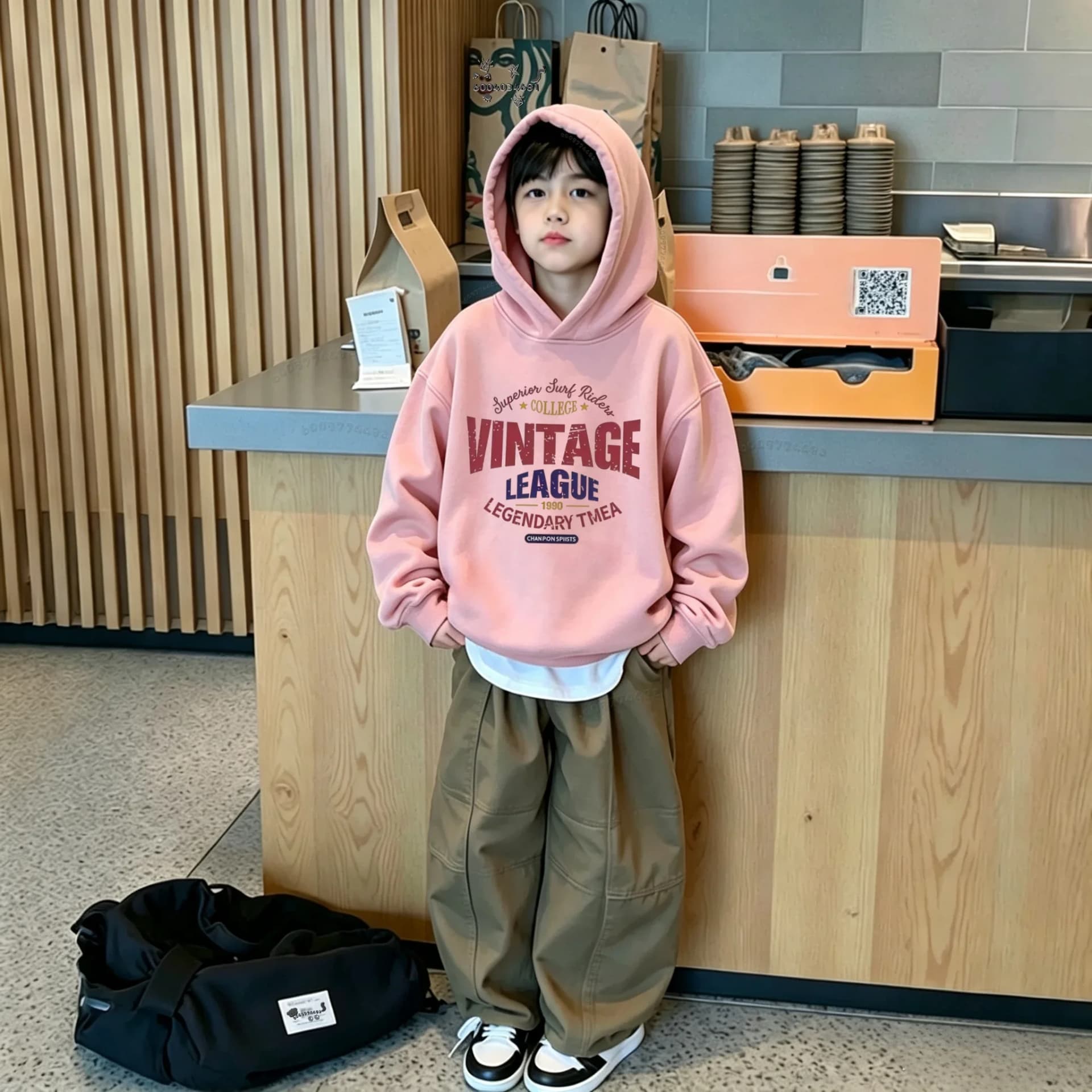 Kids' Retro Multicolor Letter Hoodie