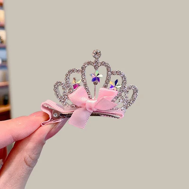 Dog and Cat Hair Clips Crown Bow Multicolor
