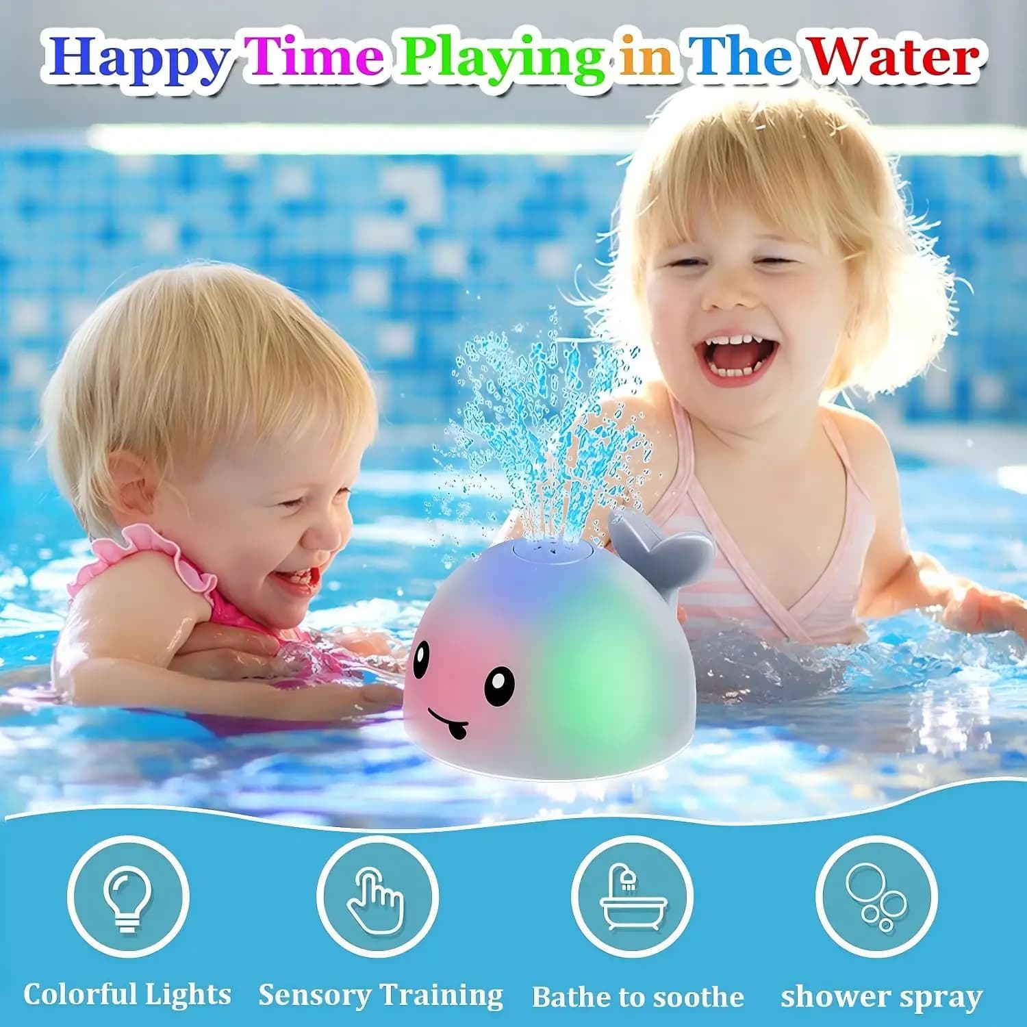 Baby Bath Toys,Toddler Bath Toys for Kids,Sensing Water-Spraying Luminous Whale, Pool Bathtub Shower Basin Baby Toy Infant Gifts