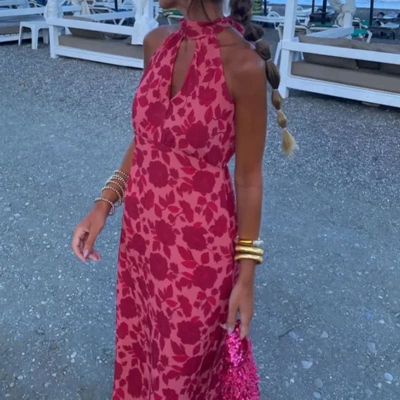 Floral Halter Maxi Dress