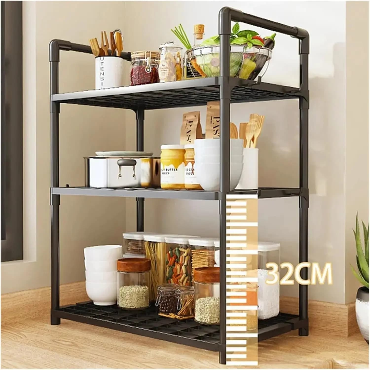 Storage Shelves Organizer Sturdy Shelving Space-Saving Shelves Organizer for Pantry Laundry Kitchen