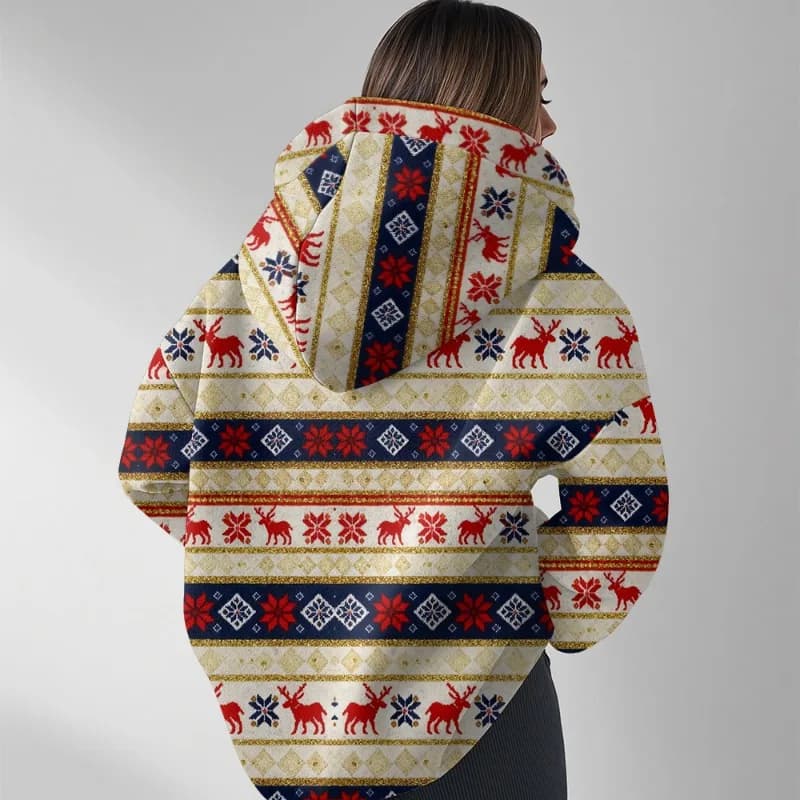 Casual Oversized Snowflake Pullover Hoodie