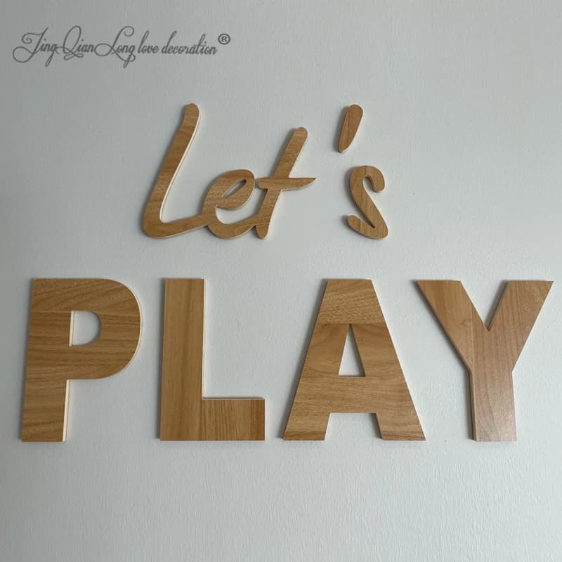 Custom Kids Room Wall Cutout LET'S PLAY Playroom Wall Decor, Wooden Play Sign, Let's Play Sign