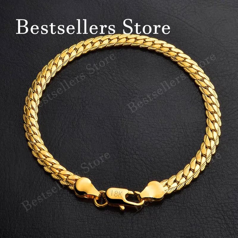 925 Sterling Silver 18K Gold Embossed Bracelet