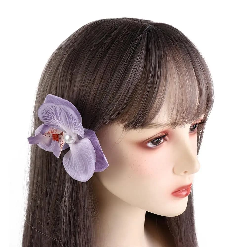 Hair Accessories Flower Hair Clip Pink Orchid Headdress Orchid Hairpin Hair Ornament Side Barrettes Bohemia Barrettes Bridal