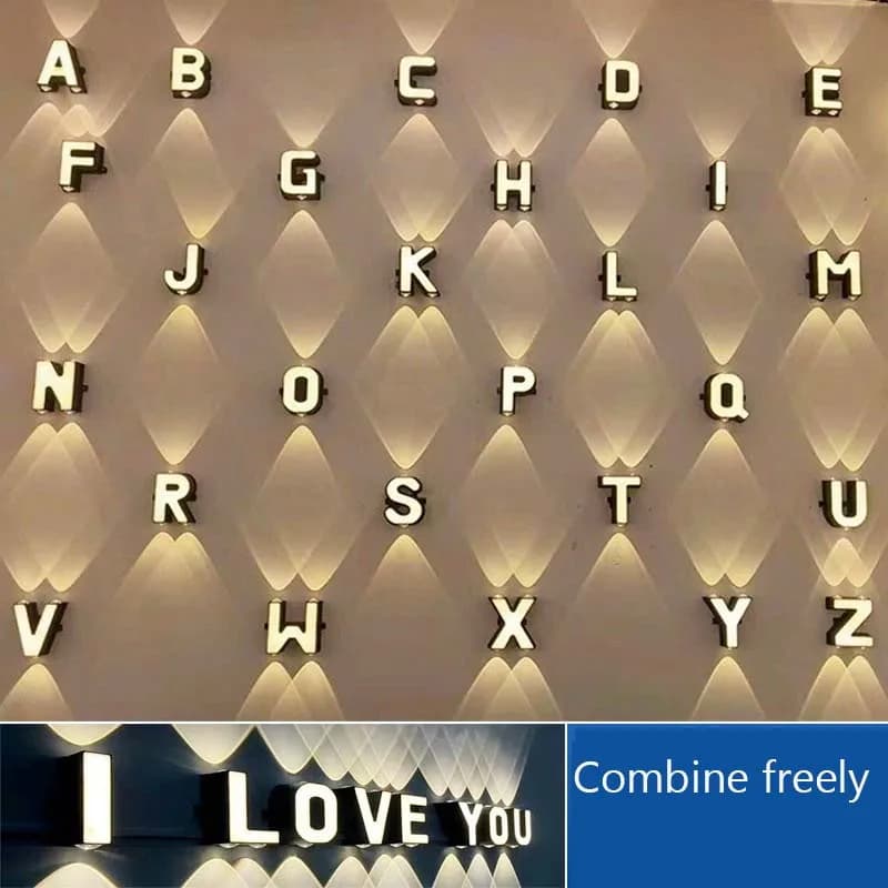 LED Letter Lights Sign 26 Alphabet Up Outdoor Letters DIY Lamp Name Sign for Company Wedding Birthday Party Home Bar Decoration