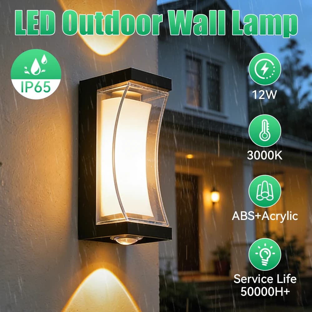 LED Outdoor Wall Light IP65 Waterproof Porch Light 25W Energy Saving Light Indoor For Garden Corridor Balcony Decor Wall Light