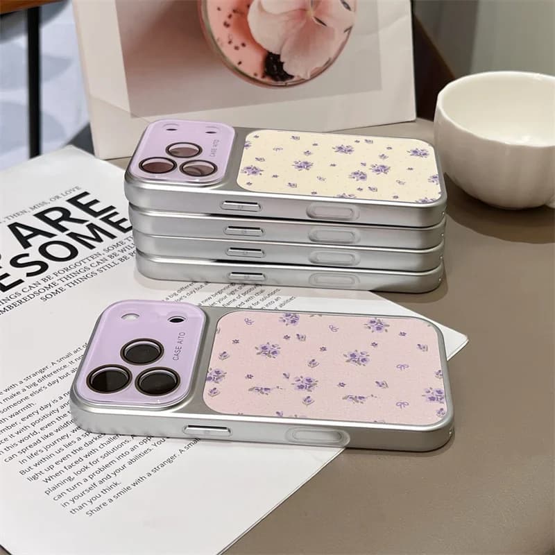 Camera Window Fower Phone Case For iPhone 17 16 15 14 Pro Max Glass Lens Protective Hard PC Back Cover