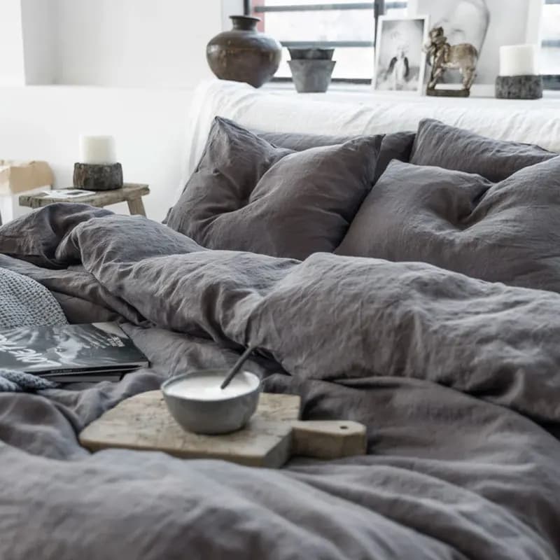 Bed Sheet Set 4 Piece 100% Pure Linen Bedding 1 Flat Sheet 1 Deep Pocket Fitted Sheet 2 Pillowcases Flax Sheets Set Bedding Set