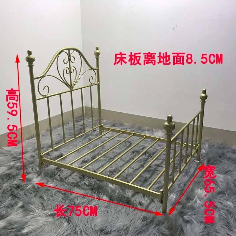 Princess Bed for Small Pets Wrought Iron Pet Bed Removable Washable Breathable Dog and Cat Bed Detachable Bed Frame
