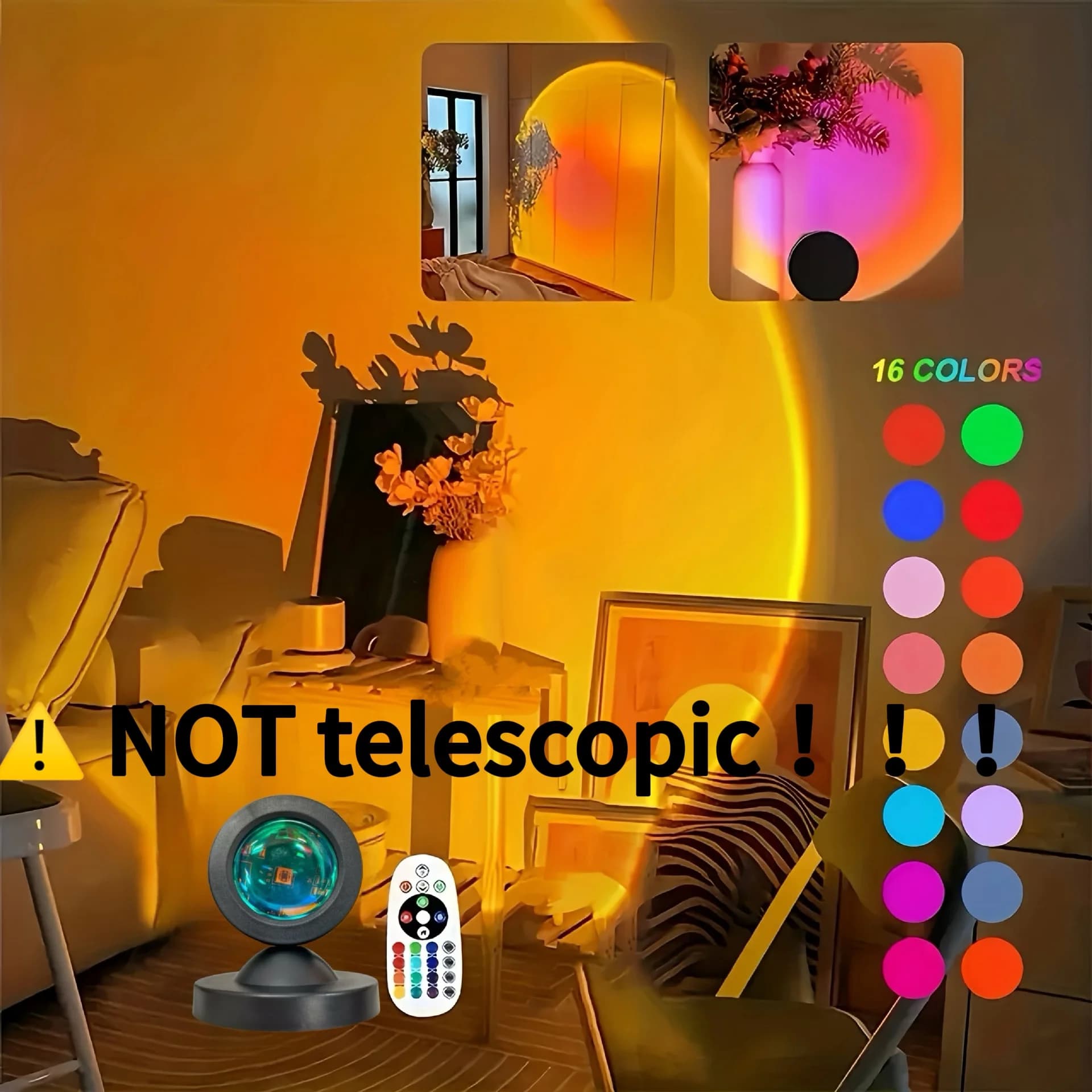 Sunset Light Projection Light With Remote Control 16-Color Night Light RGB Color Changing LED Light Bedroom photography prop