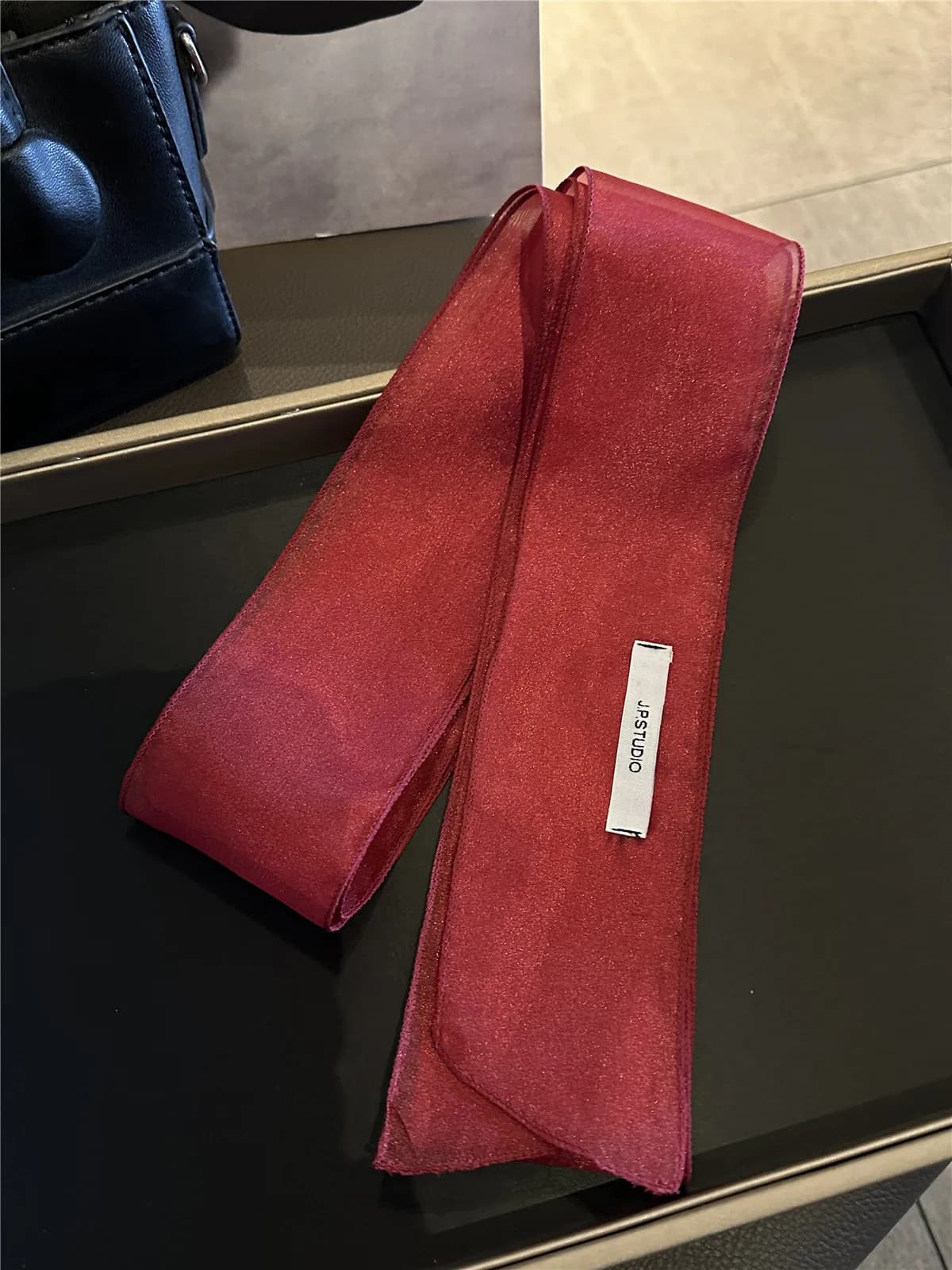 Pearlescent Satin Ribbon Scarf