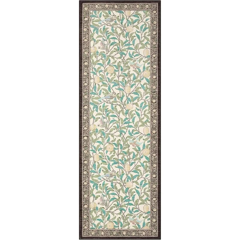Hallway Carpet Runner Black Floral Non-Slip