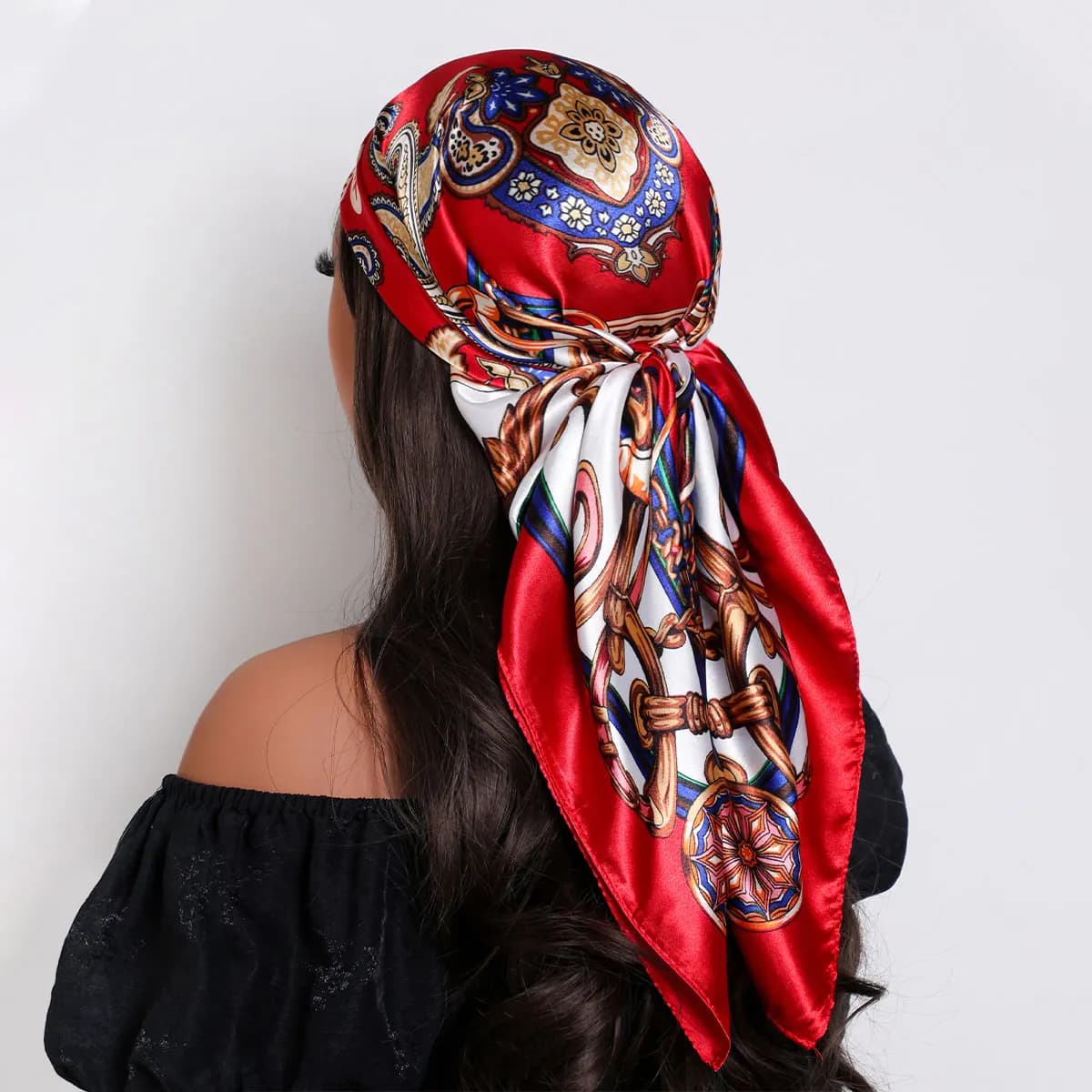 Head Scarf Women Luxury Brand Square Silk Foulard Satin Bandana Sun protection Soft Neckerchief Hijab Hair Scarves For Ladies